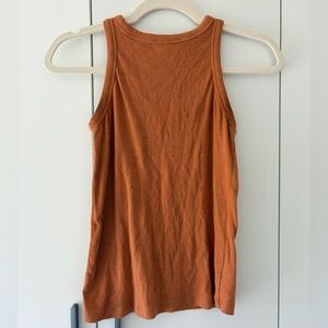 Rust Ribbed High Neck Tank Top